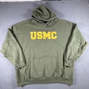 Vintage 90s Y2K MV Sport USMC Marines Hoodie Green USA XL